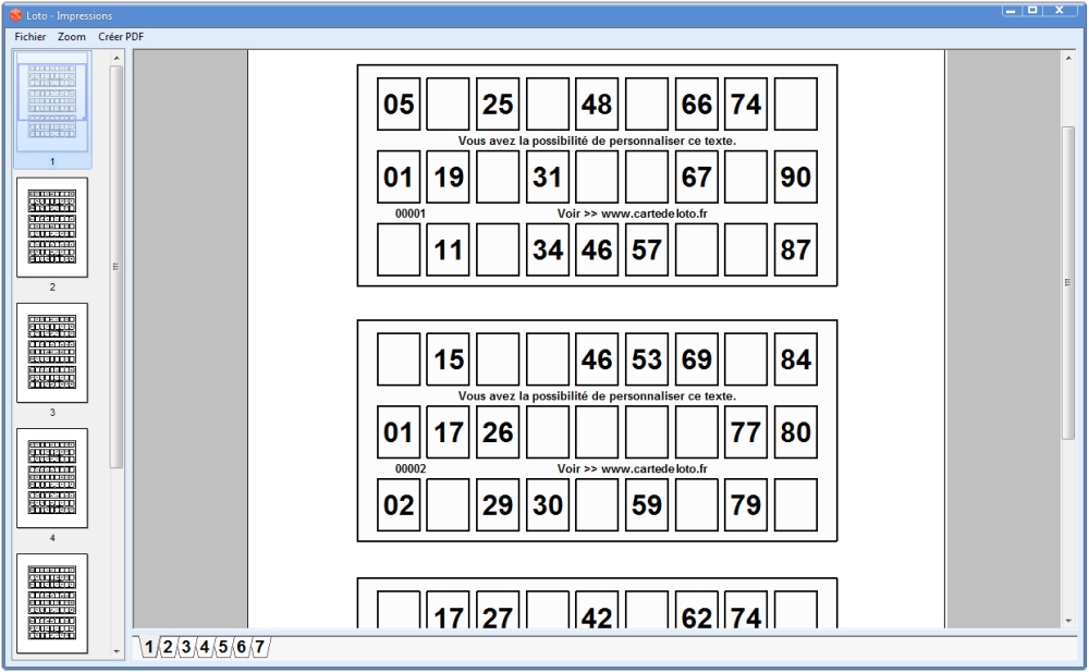 Creation de cartes de loto